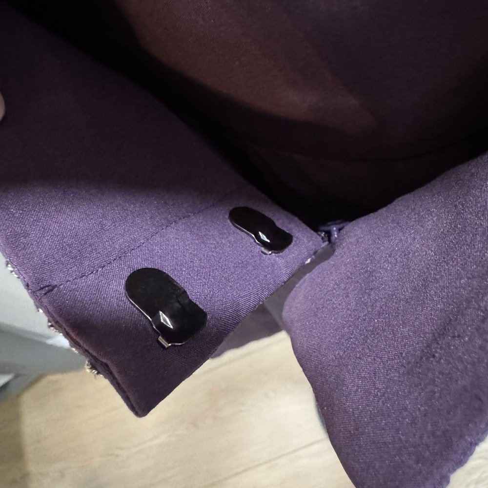Vintage Tibi New York Y2K Purple Silk Dress Metallic Feather Waistband Sz 4 - Picture 6 of 9
